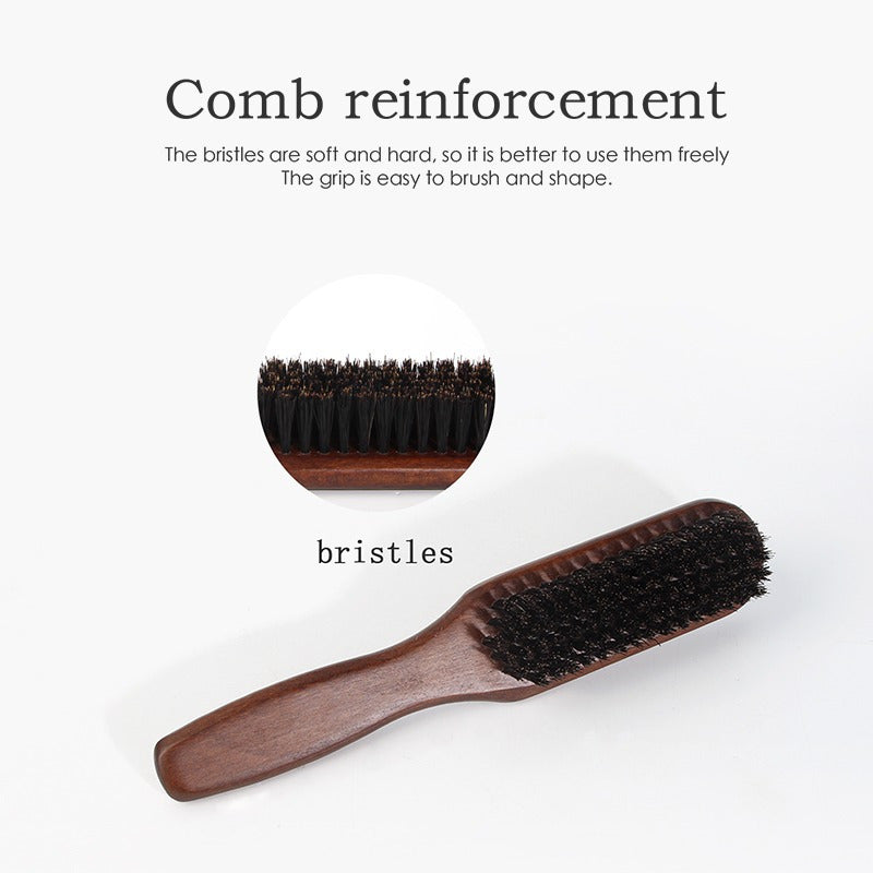 Men Wooden Boar Bristle Hairbrush for Beard Styling and Hair Smoothing