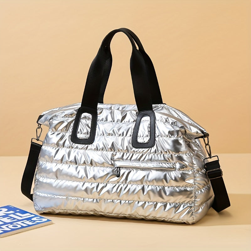 Oxford Cloth Travel Bag with Wet Dry Separation Sports Style Lightweight for Business Travel and School Black White