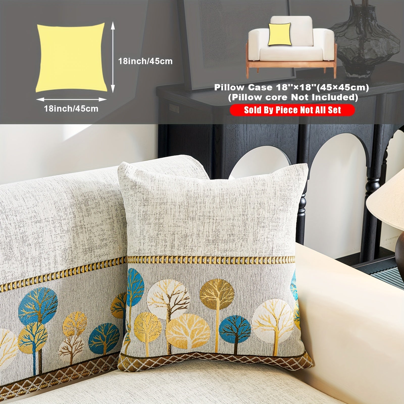 Chenille Sofa Cover with Tree Embroidery Pet-Friendly Slip-Resistant Easy to Clean Fits Various Sofa Sizes for Living Room and Home Decor