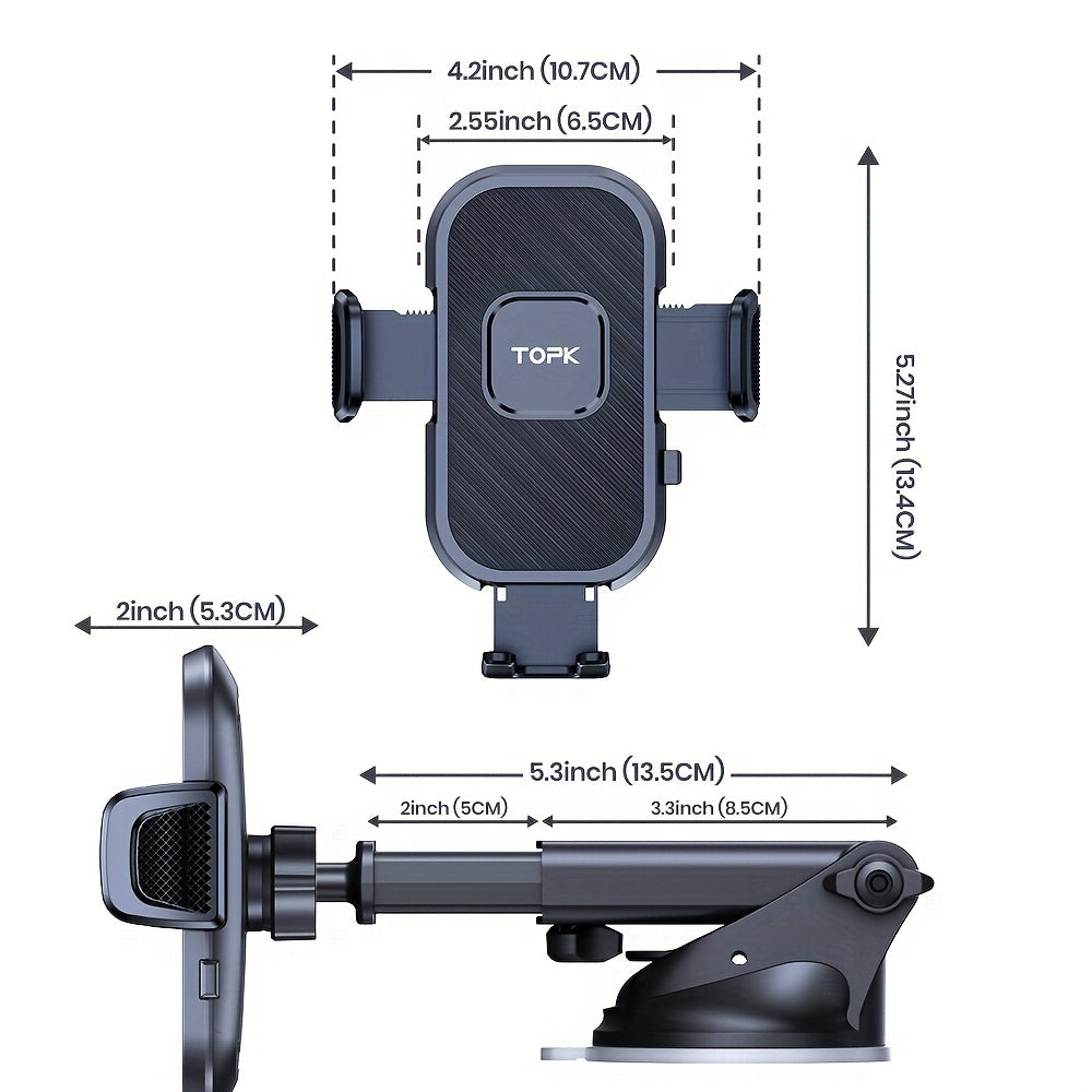 Universal Car Phone Mount Dashboard Holder for Smartphones Adjustable Black