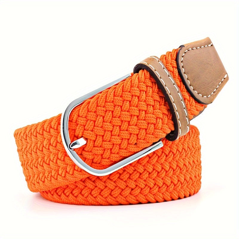 Women's Braided Elastic Belt with Woven Design for Golf and Casual Wear