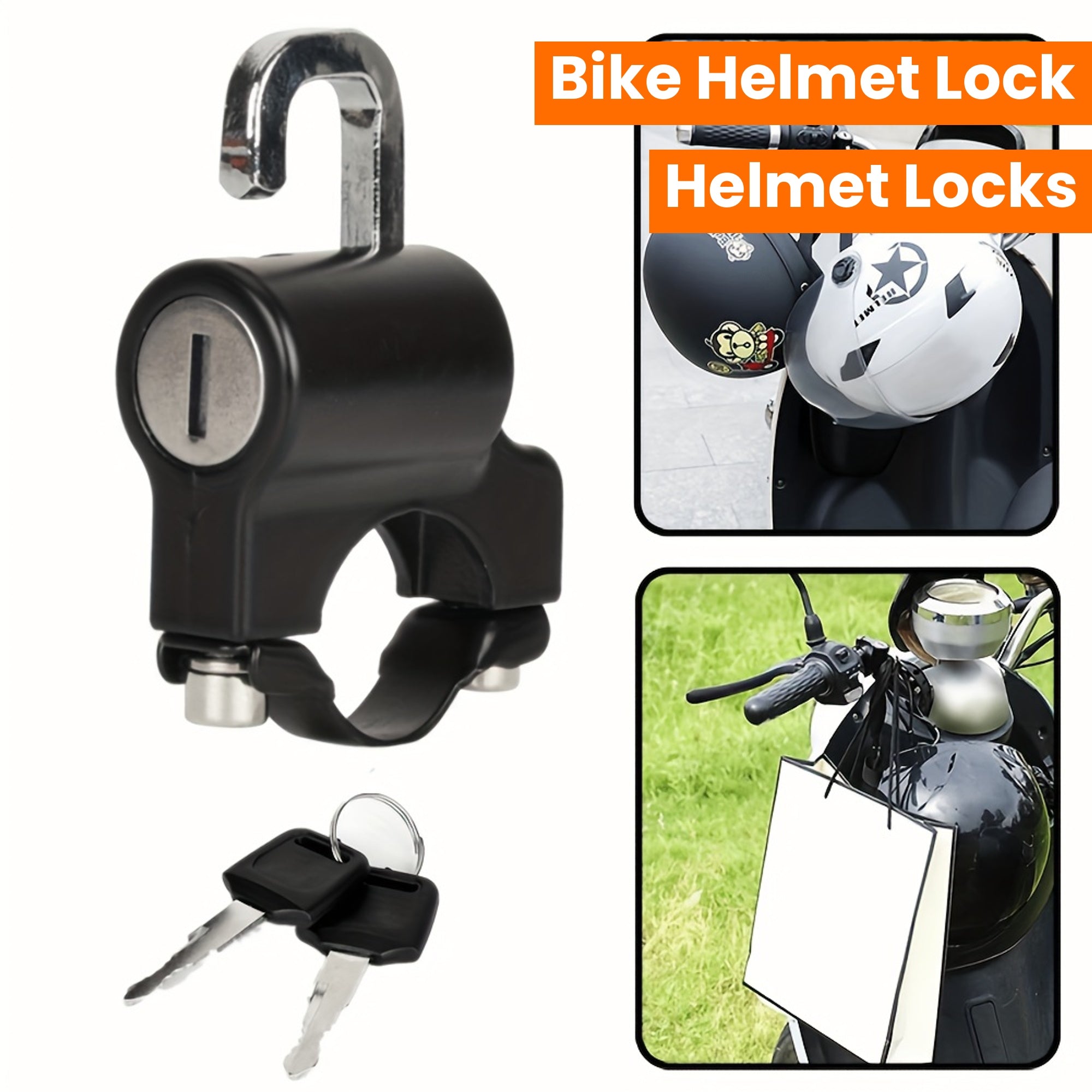 Motorcycle Helmet Lock Universal Bike Handlebar Lock for 22-28mm Tubing