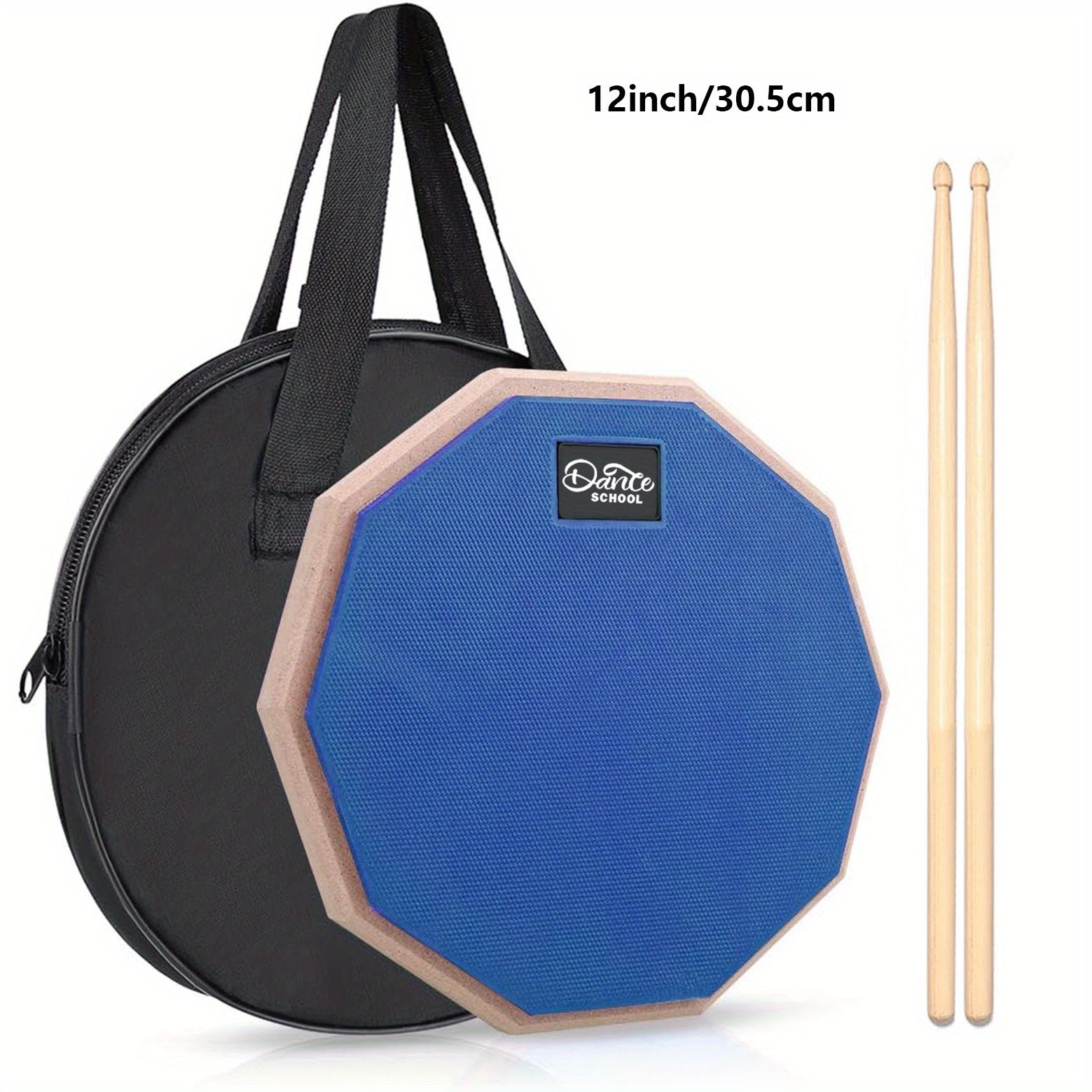 Silicone Practice Drum Pad Set 30.48 cm with Sticks in Gray Blue Orange