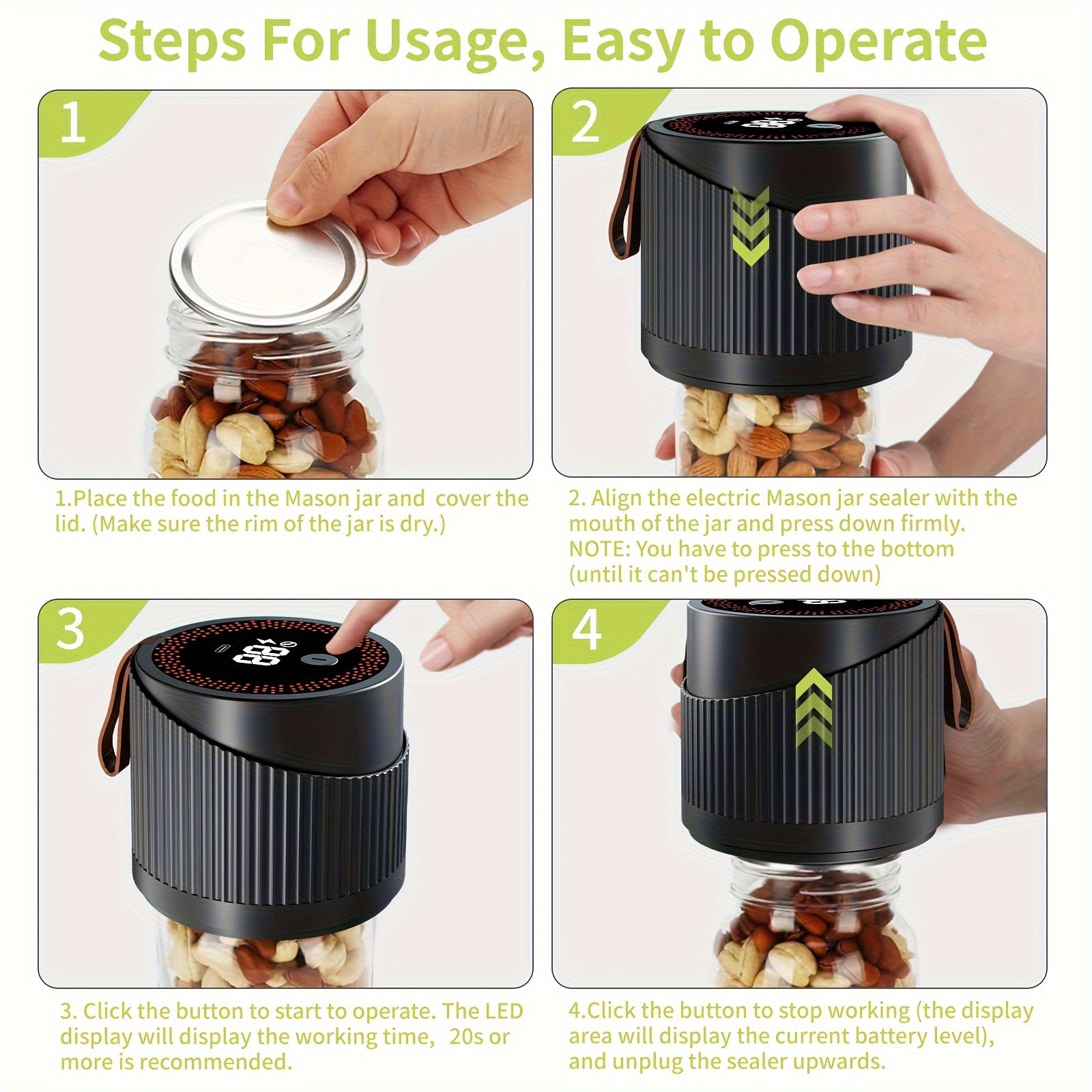 Kit de sellador al vacío para tarro de cristal eléctrico para conservar alimentos y almacenamiento de vino