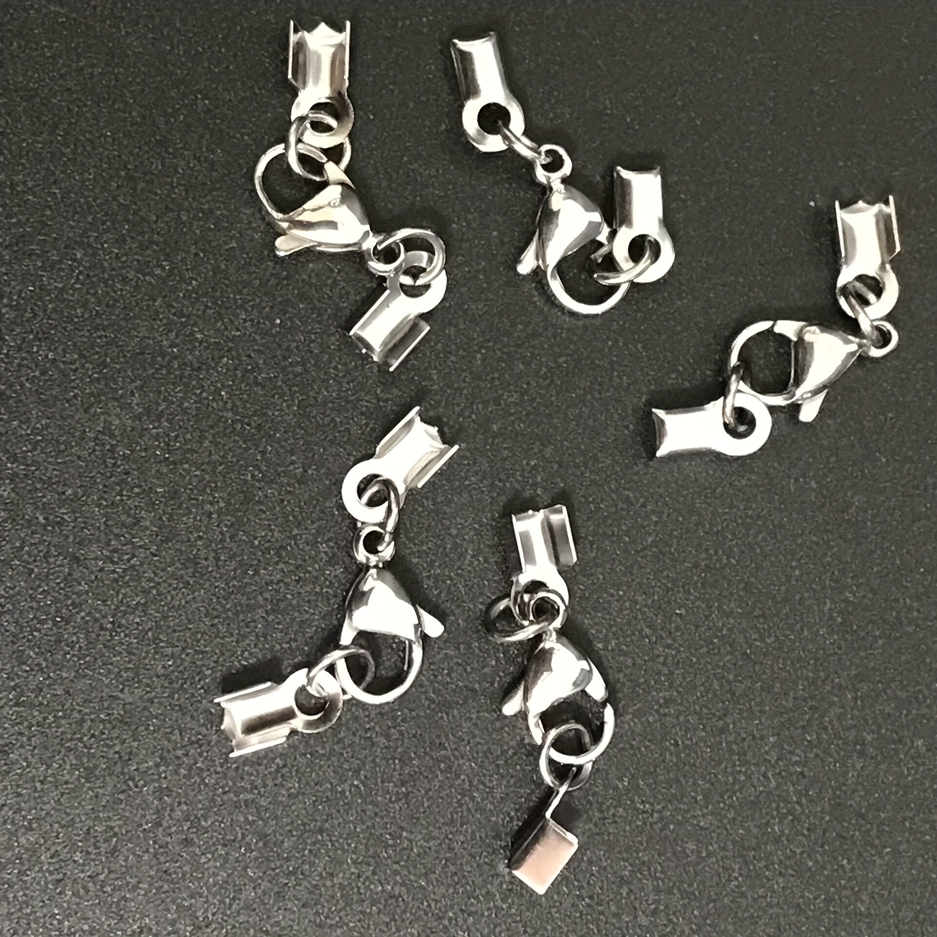 Set of 20 Stainless Steel Rope Buckle Clips for Jewelry Making and Accessories