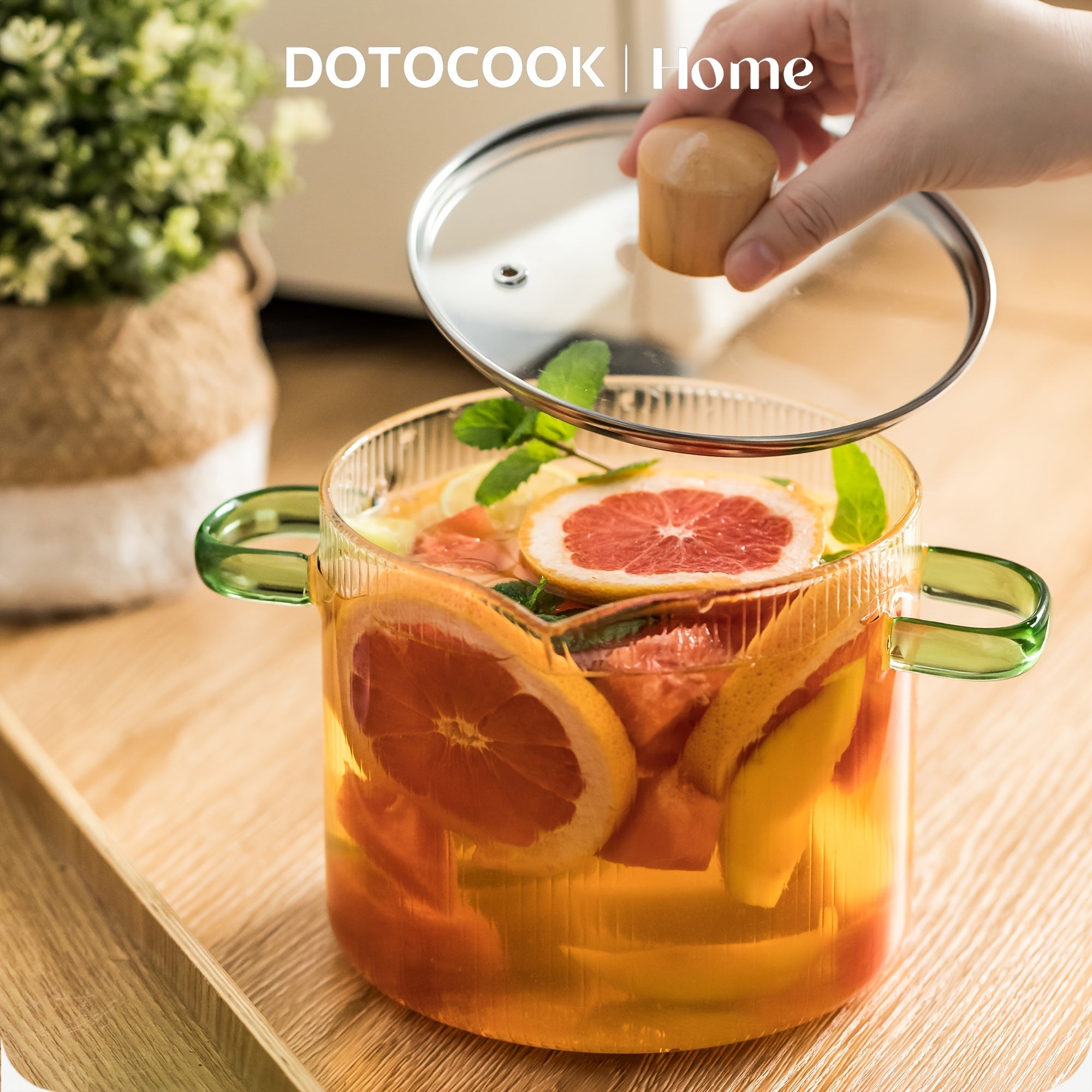 Set of 2 Glass Cooking Pots with Lids 1.8L & 2.3L Dishwasher Safe Sauce Pans for Soup Pasta