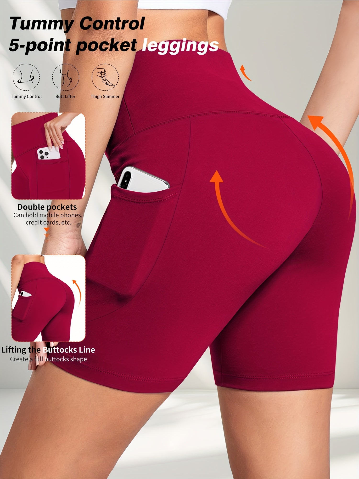 Plus Size Women Biker Shorts Tummy Control High Waisted Yoga Running