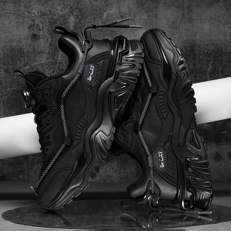 Men's Casual Sneakers Low Top Leather Upper Comfortable Durable Solid Color Shoes