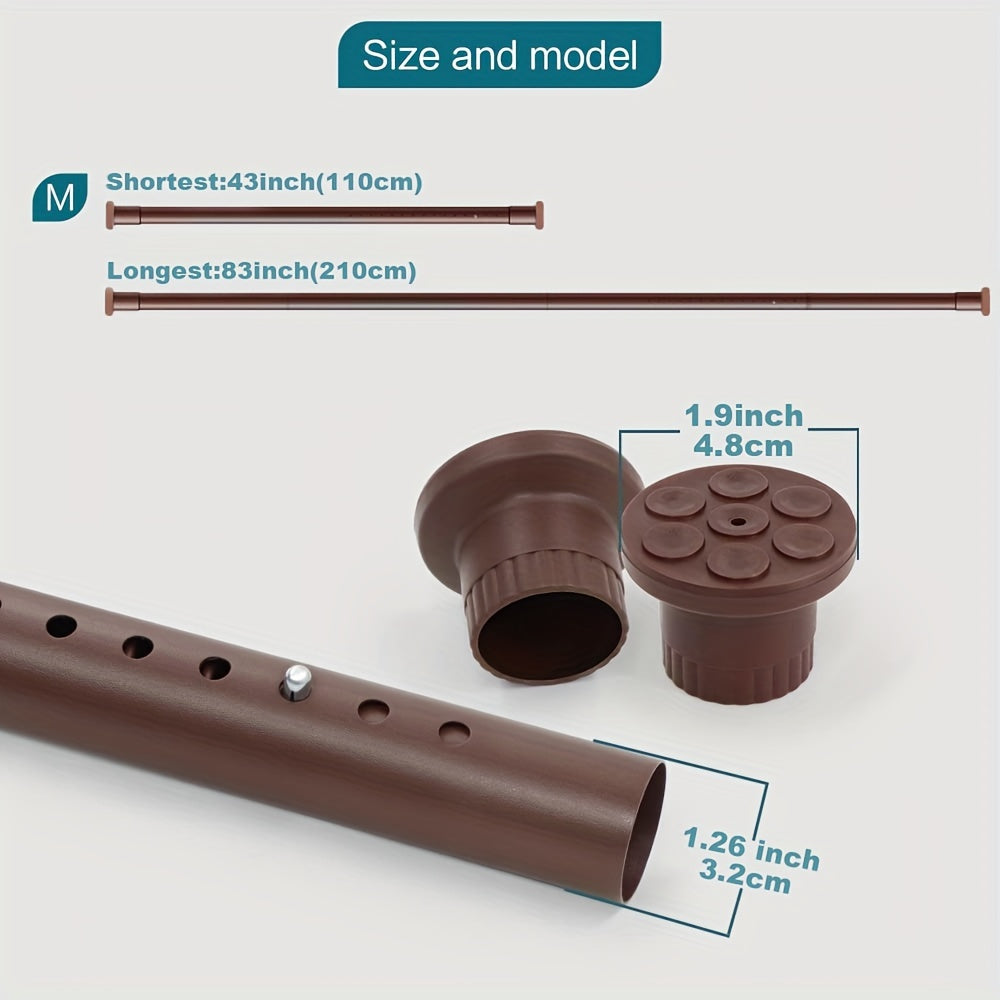 Adjustable Bathroom Partition Spring Rod Black White Brown No Drill Room Divider Shower Curtain