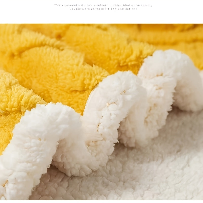 Yellow Ultra-Soft Taffeta Fleece Throw Blanket for Couch Bed Travel Warmth