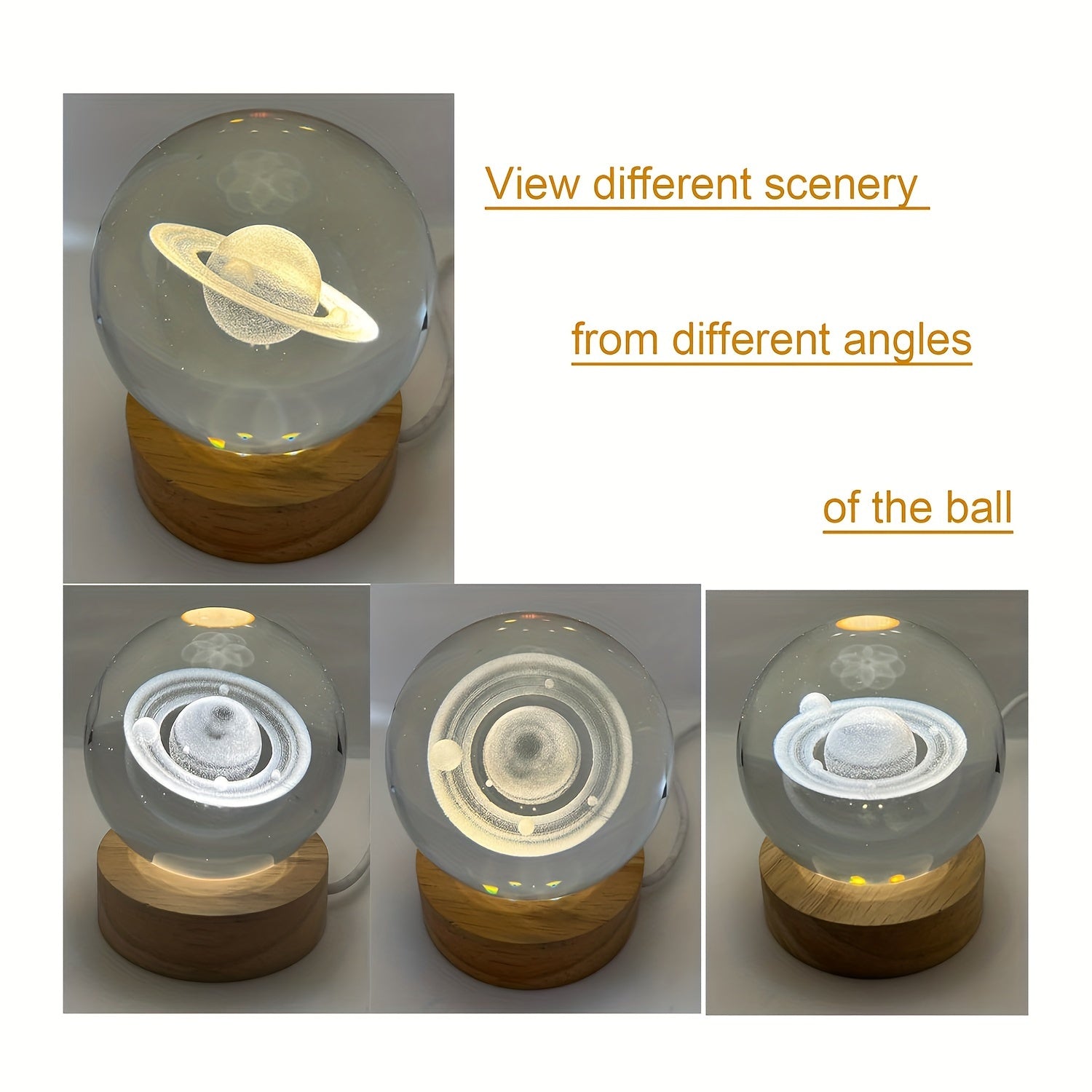 3D Crystal Ball Night Light Snow Globe for Home Decor Astronomy Enthusiasts USB Powered