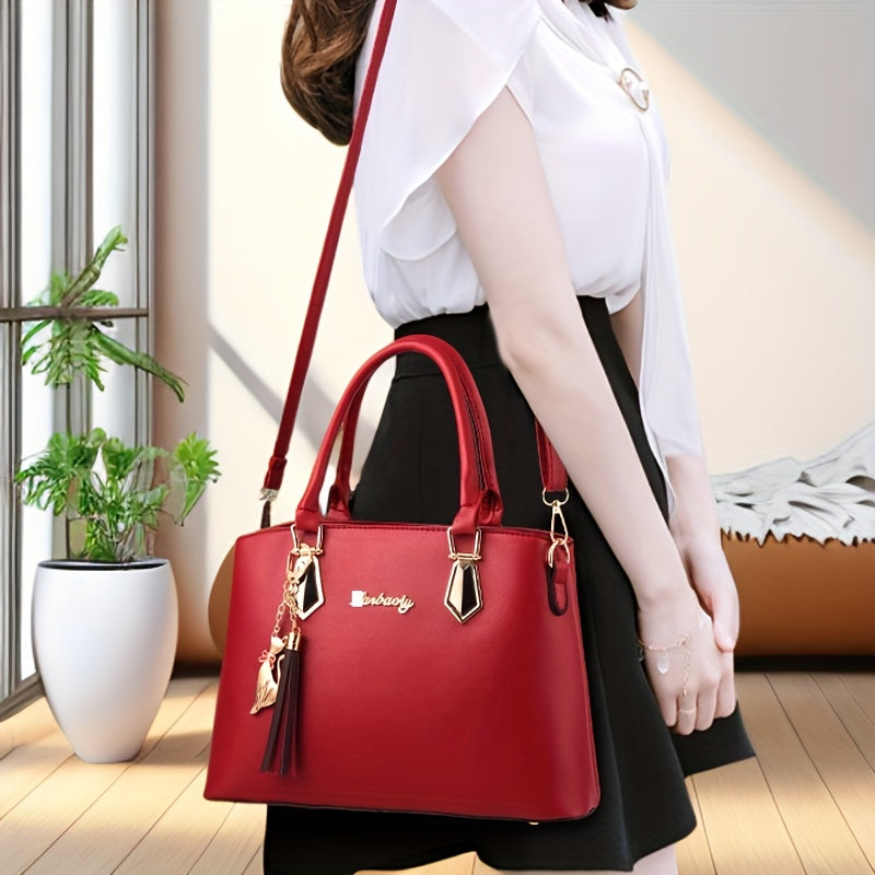 Women's PU French Design Handbag Large Capacity Casual Light Luxury Korean Print