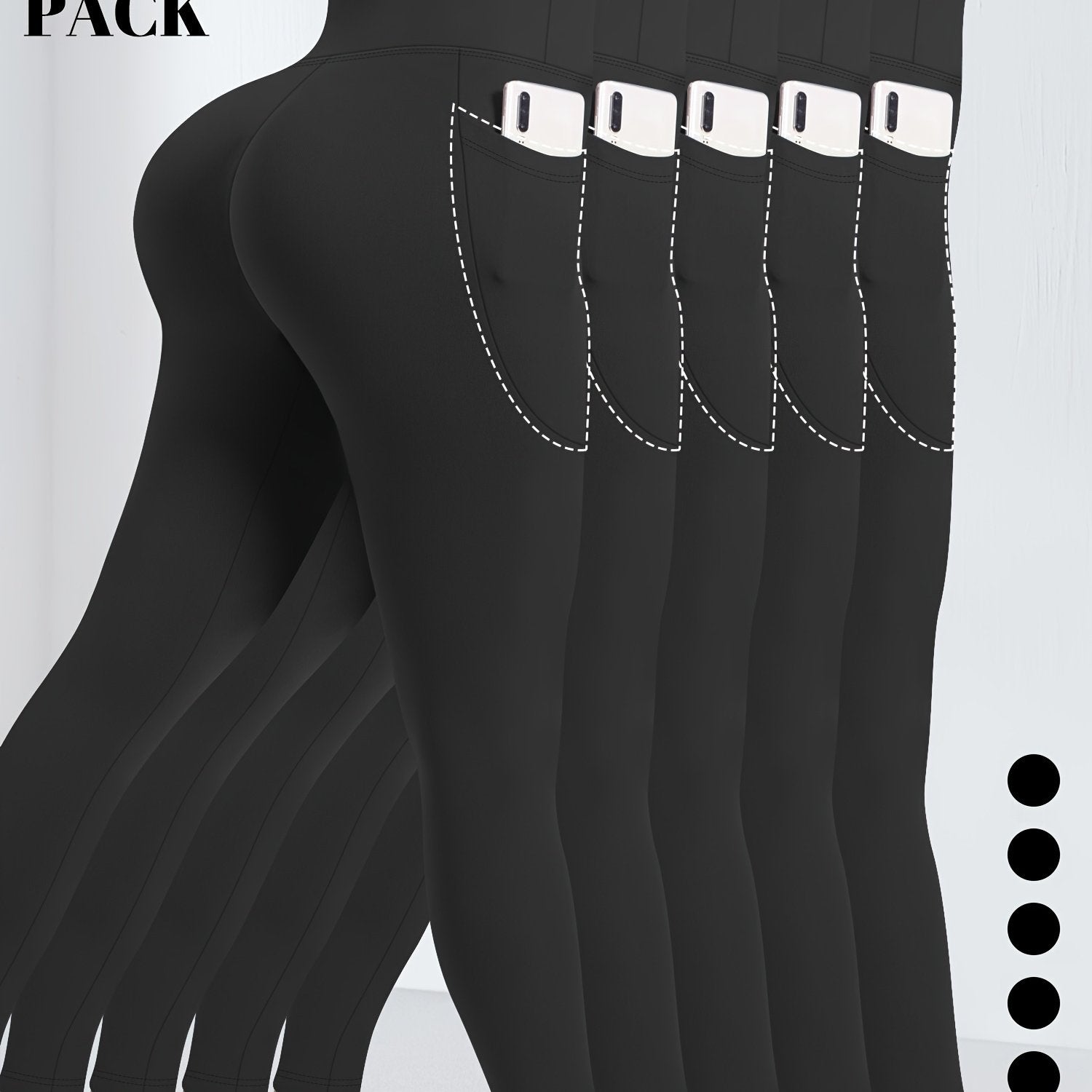 Plus Size High Waist Tummy Control Leggings with Pockets for Women