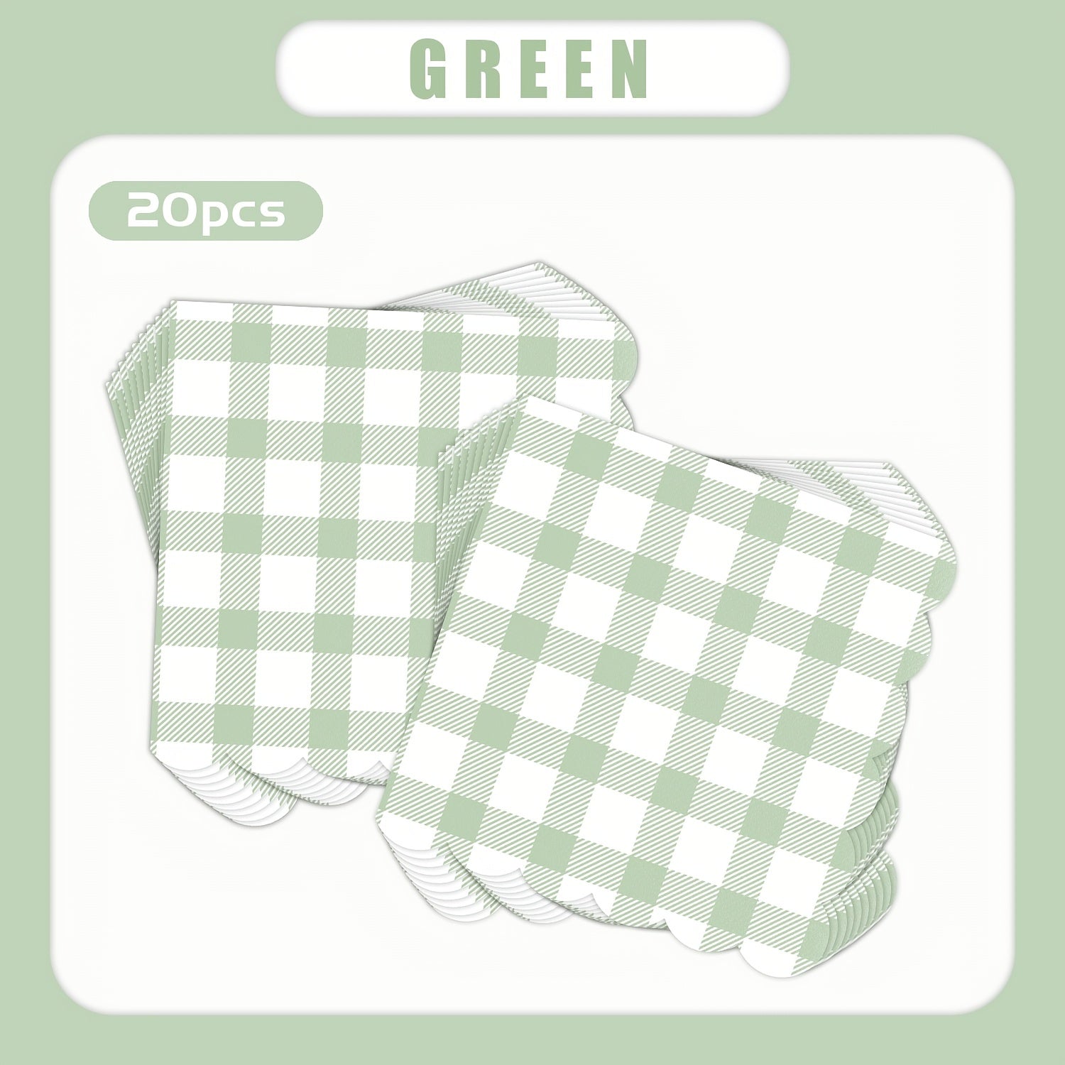 Servilletas desechables de cuadros verdes de 12.7cm para fiestas de verano, picnics y eventos