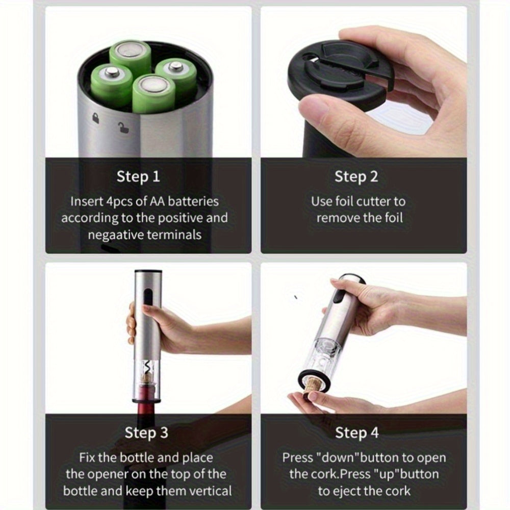 Нержавеющая сталь Электрическая пробка для вина на батарейках Автоматическая Прочная