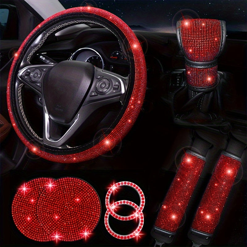 Artificial Rhinestone Car Interior Decoration 8Pcs Set Sparkling Auto Accessories