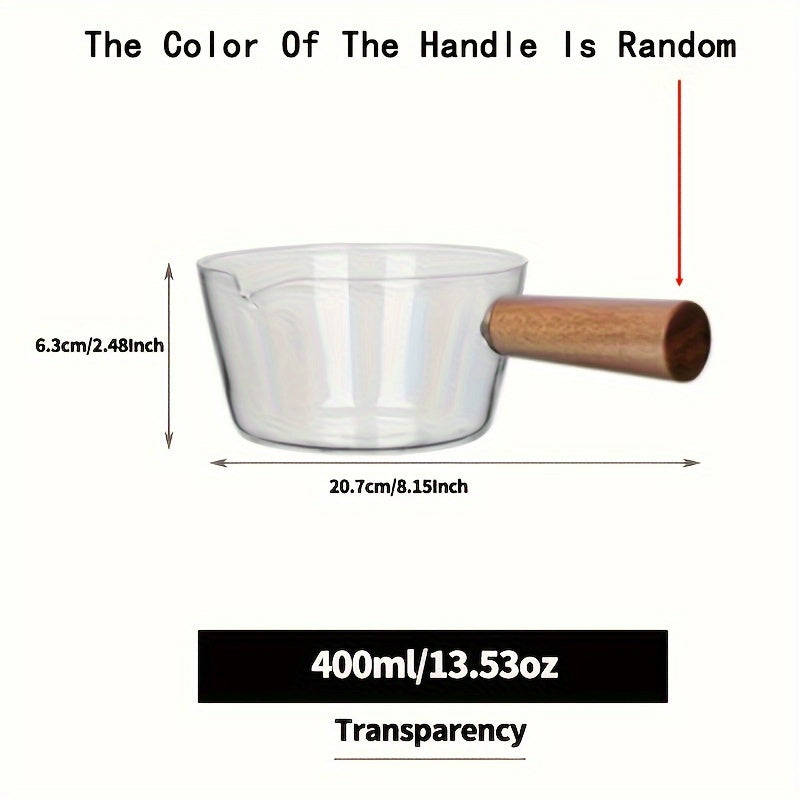 Glass Cooking Pot with Handle 13.5oz 20oz Non-Stick Borosilicate for Gas Stove