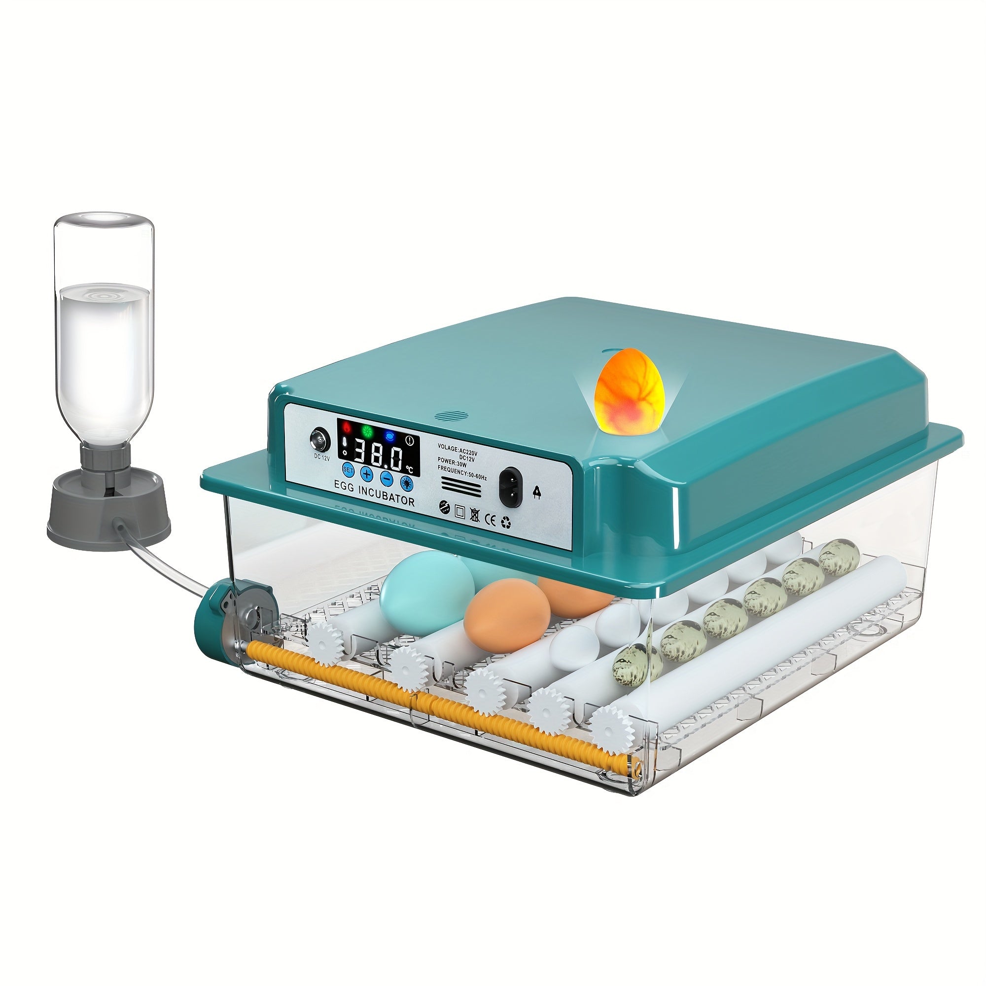 Avtomatik tuxum inkubatorlari 12-16 tuxumni saqlaydi, avtomatik aylantirish, suv to'ldirish, LED displey, ichki foydalanish uchun