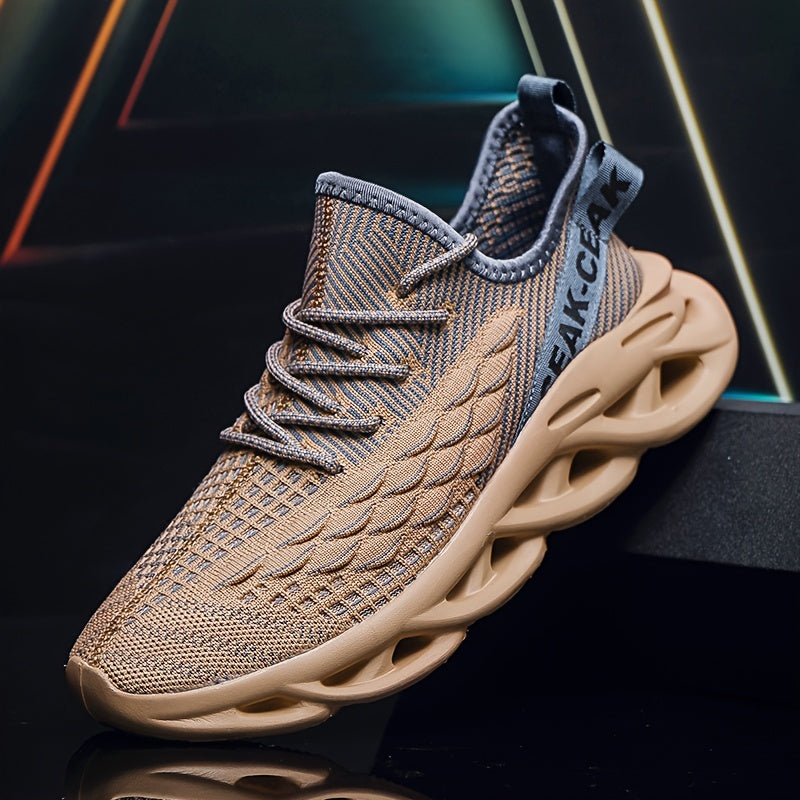 Men's Breathable Woven Knit Non-Slip Sneakers for Outdoor Activities