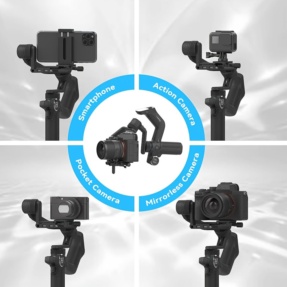 Mini 3-Axis Gimbal Stabilizer for Mirrorless Cameras Action Cameras Smartphones Up to 1.18KG