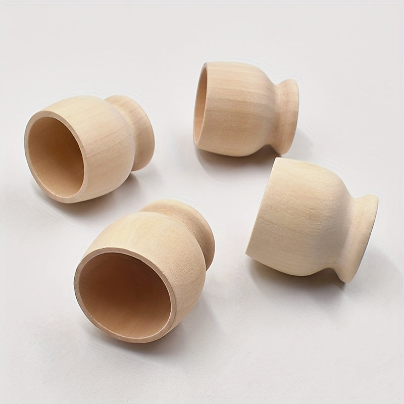 Set of Five Wooden Egg Holder Charms for Decoration