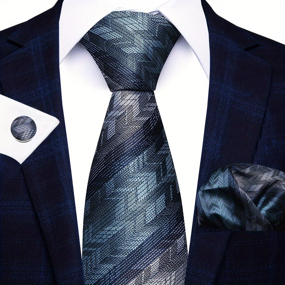 Men's Formal Tie Handkerchief Cufflinks Set for Weddings Parties Business Events