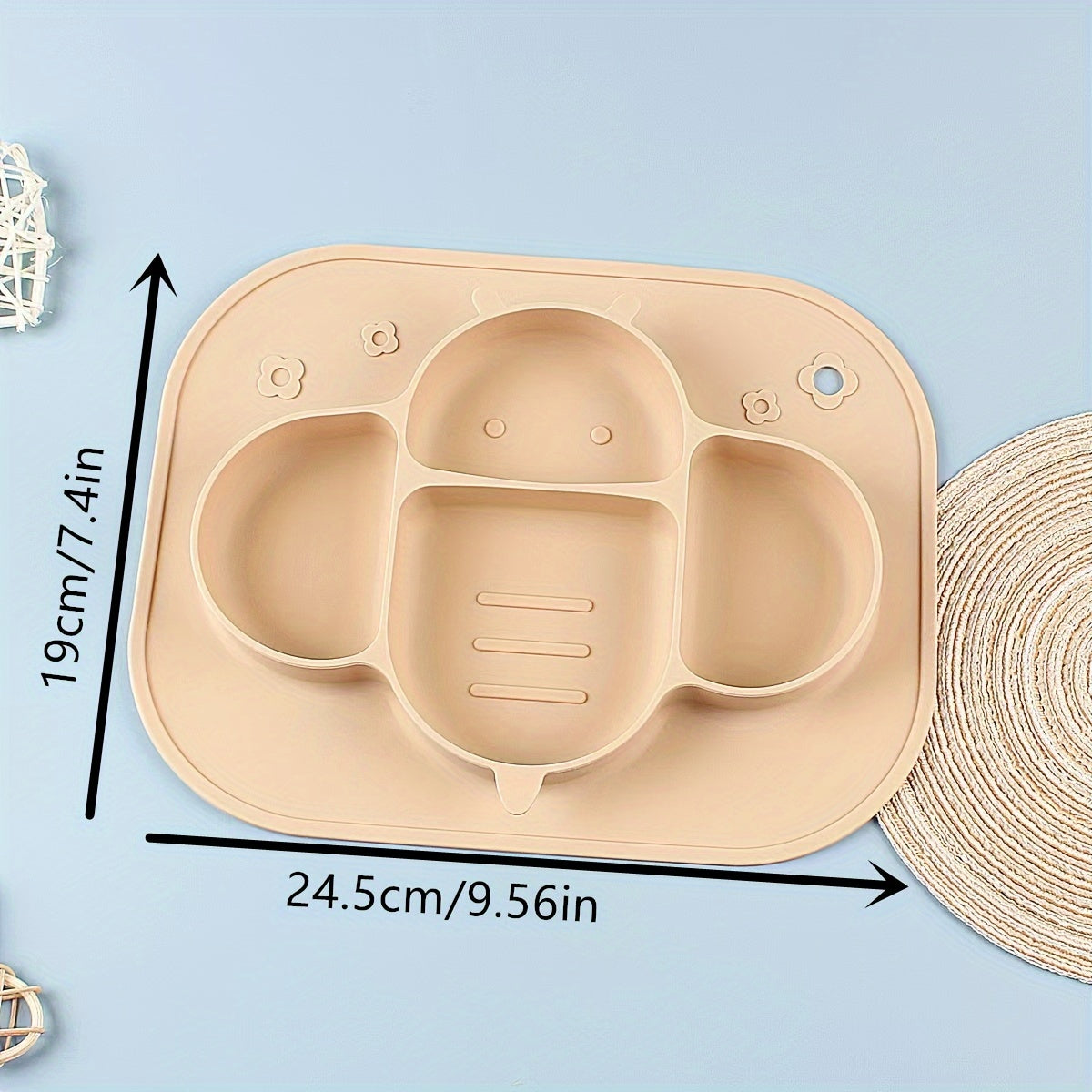 Children's Silicone Dinner Plate with Animal Patterns, High Temperature Resistant, Easy to Clean