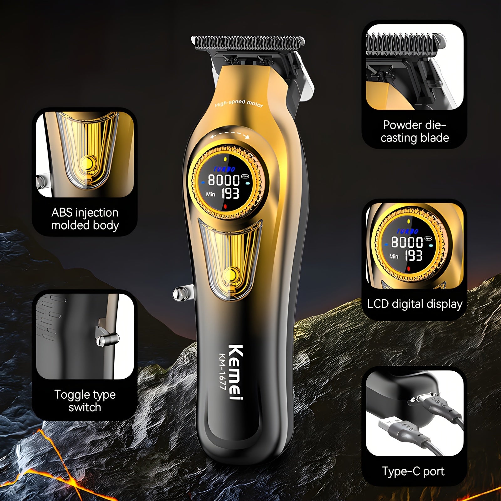 Set de corte de cabello para hombres, cortapelos de alto rendimiento, cuchilla de cerámica