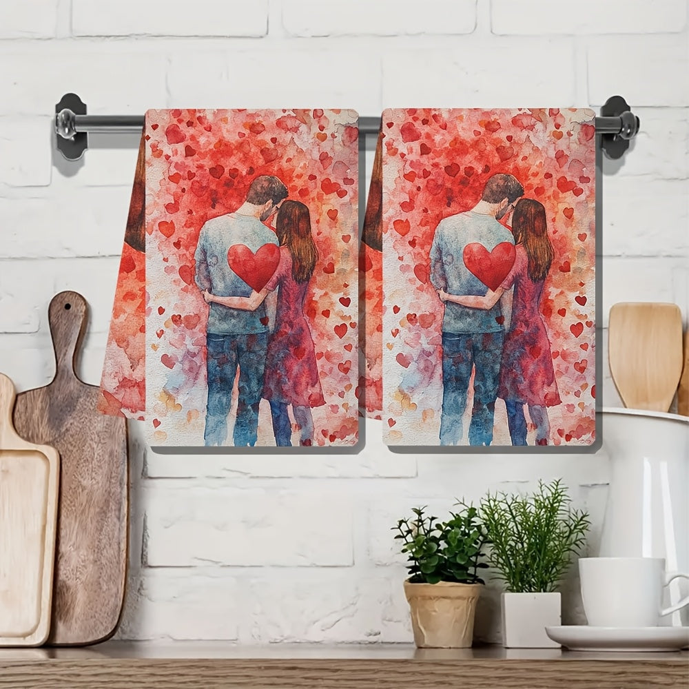 Set of 2 Ultra Soft Kitchen Towels 16x24 Inches Highly Absorbent Dish Hand Towels