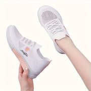 Women's Fabric Platform Sneakers with Flower Pattern Casual Lace-Up Low Top All-Season