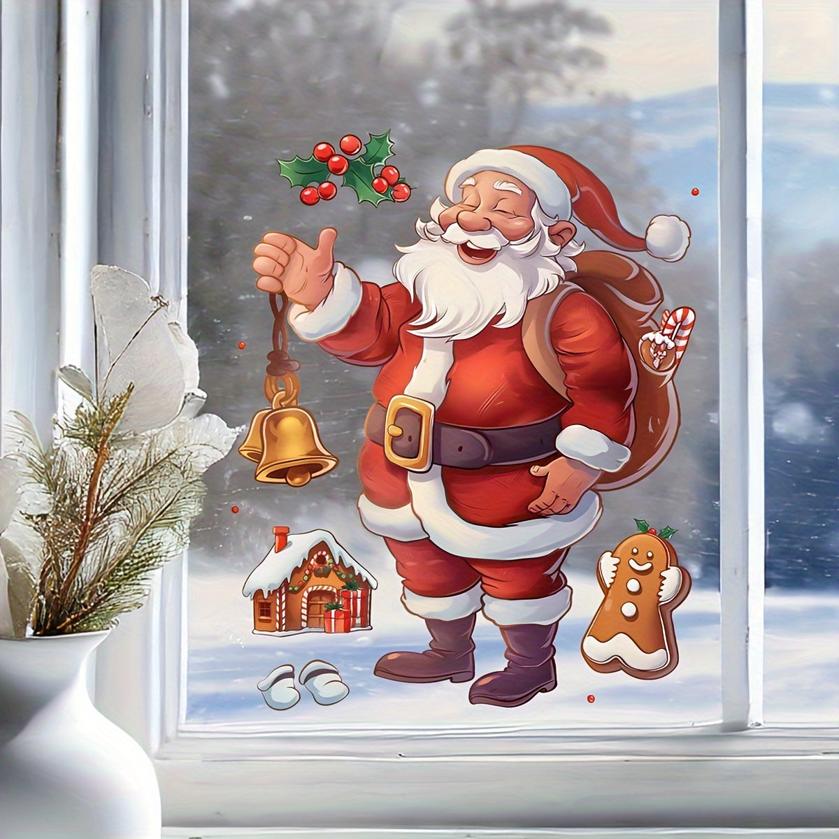 Festive Santa Claus PVC Window and Toilet Decal Christmas Decor