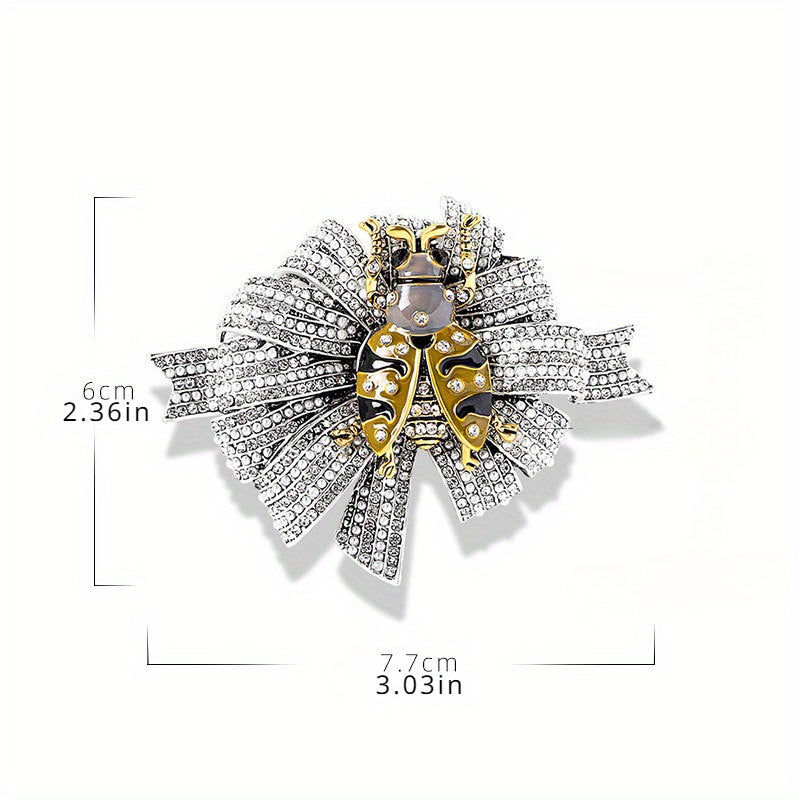 Ladybug Brooch Enamel Pin with Rhinestones Elegant Antique Design for Women