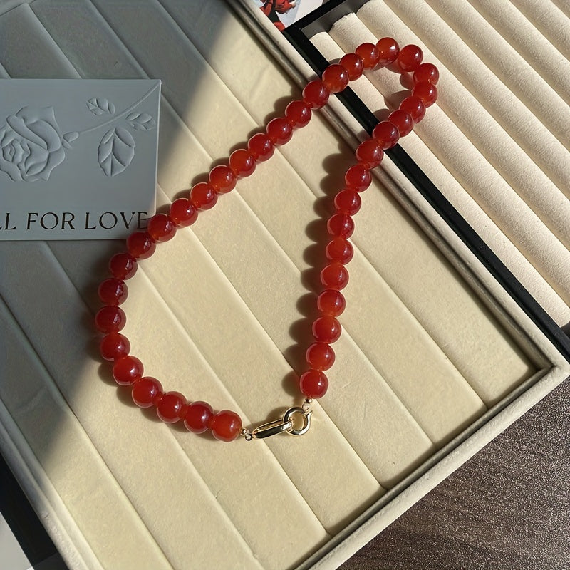 Vintage etnik uslubdagi 2-qismli karneol marjon va bilaguzuk to'plami, tabiiy tosh, 12mm to'plar bilan. Aprel tug'ilgan toshi. Har mavsumda kiyish uchun sun'iy toshdan tayyorlangan. Kundalik, ta'til, Oyning Yangi Yili va bayram ziyofatlari uchun ideal.