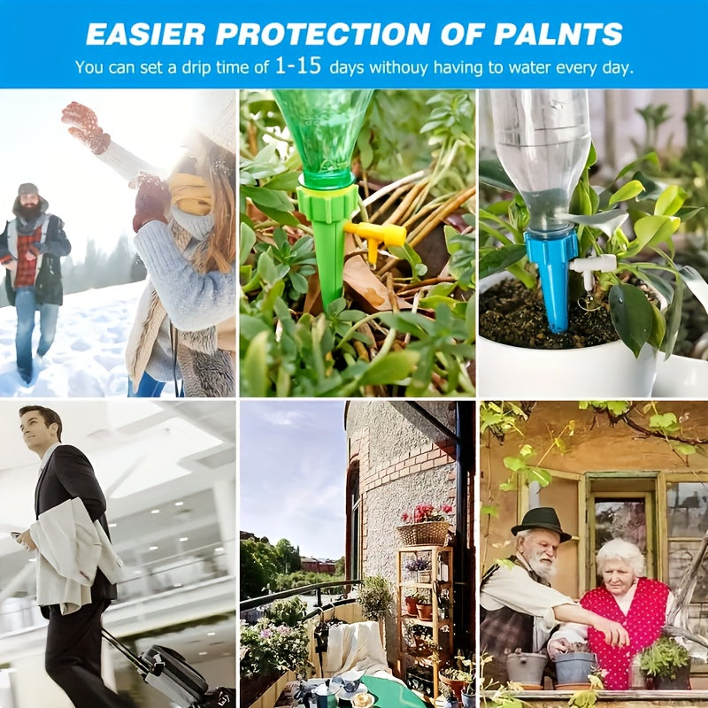 Устройства автоматического полива растений Water 20 с самораспыляющей насадкой и регулируемым клапаном управления для ухода за растениями на улице и во время отпуска.