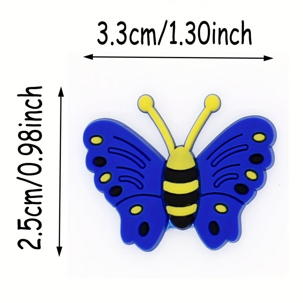 15/30 Pcs Plastic Butterfly Shoe Charms Colorful Shoe Decorations for Sandals