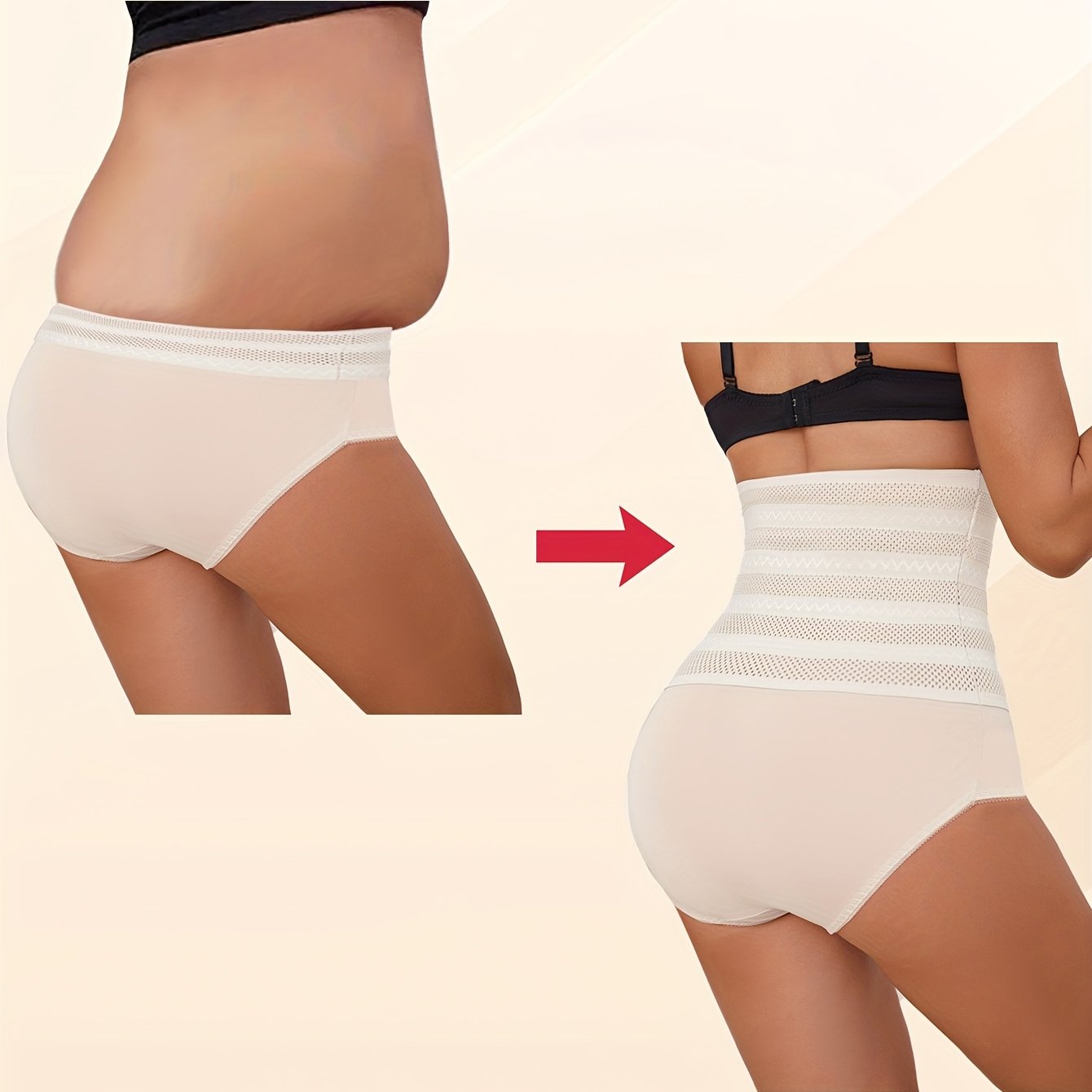 High-Waisted Shaping Panties for Women Abdomen Control Hip Lift Solid Color Knit Fabric