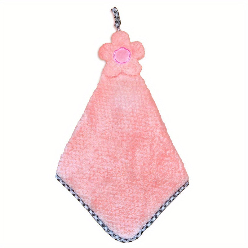 Decorative Crochet Flower Hand Towel Microfiber with Hanging Loop for Kitchen Bathroom Pink Mint Green White Brown