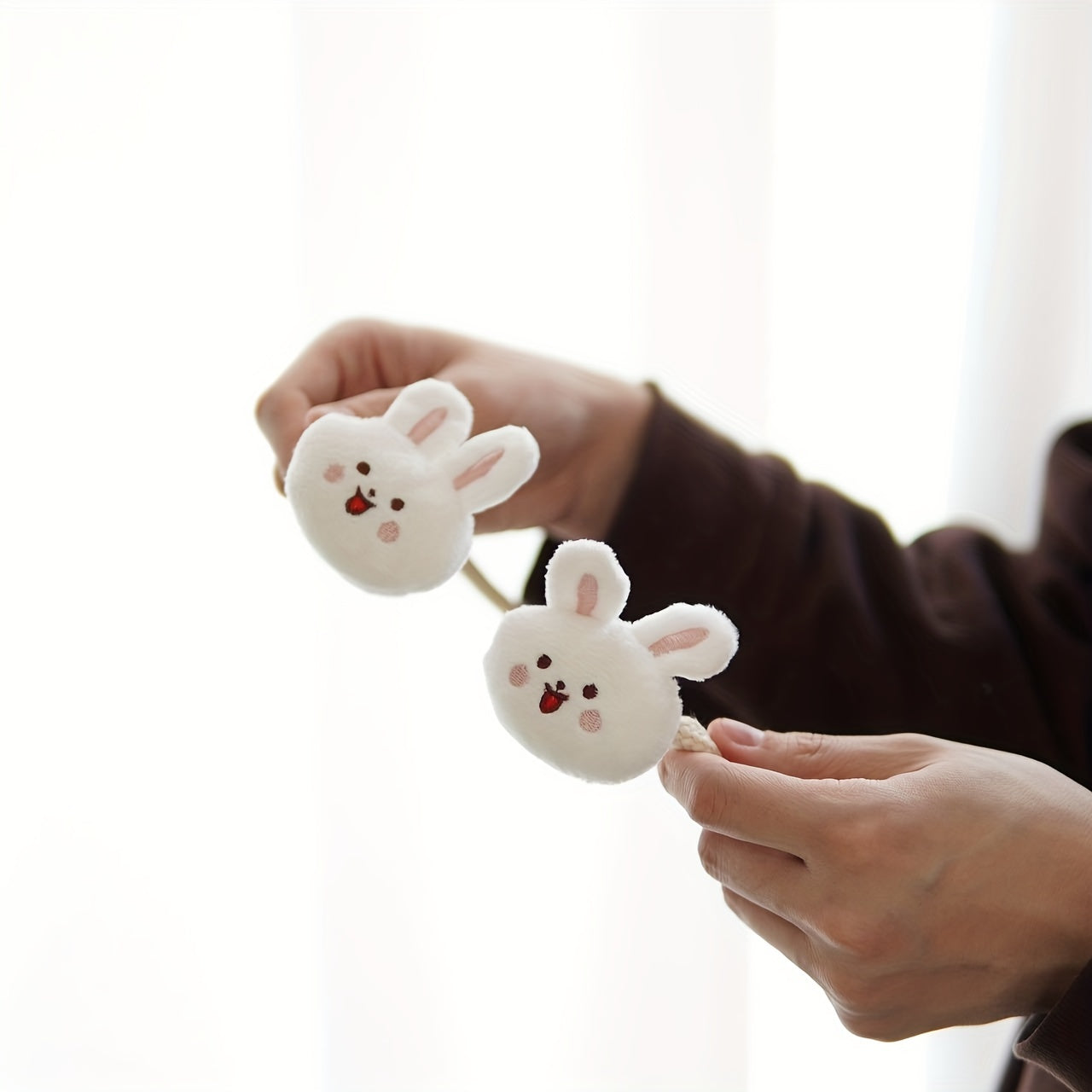 Children's Cartoon Curtain Tiebacks with Little Bear and Rabbit Design