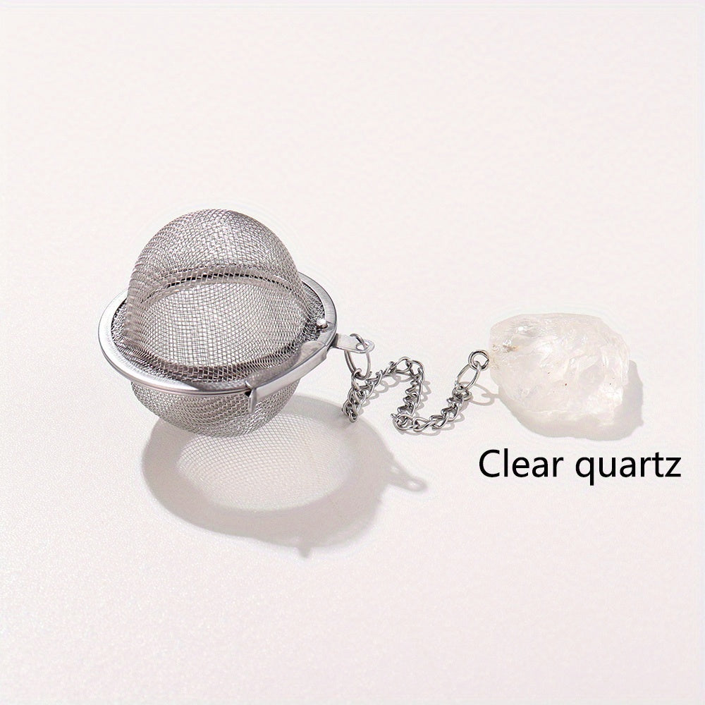 Stainless Steel Tea Filter Maker with Natural Crystal Stone