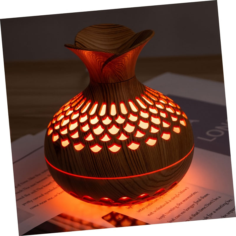 Colorful Mini Flower Humidifier 300ml Wooden Vase Aromatherapy Diffuser