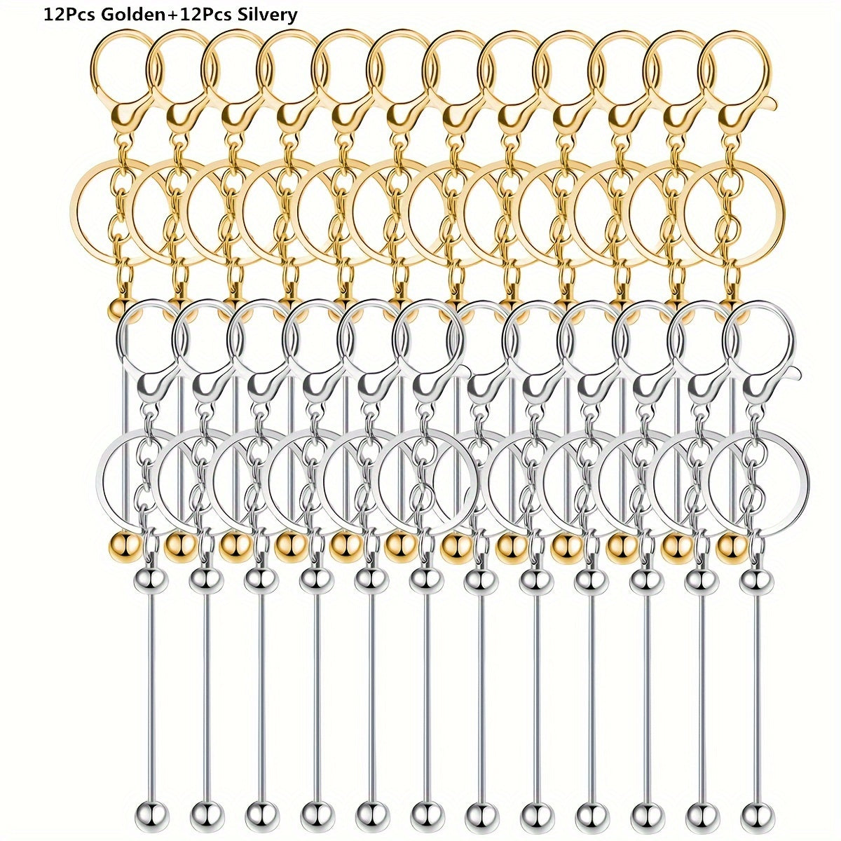 Unisex Gold Keychain with Christmas Beads for DIY Crafting and Gifts