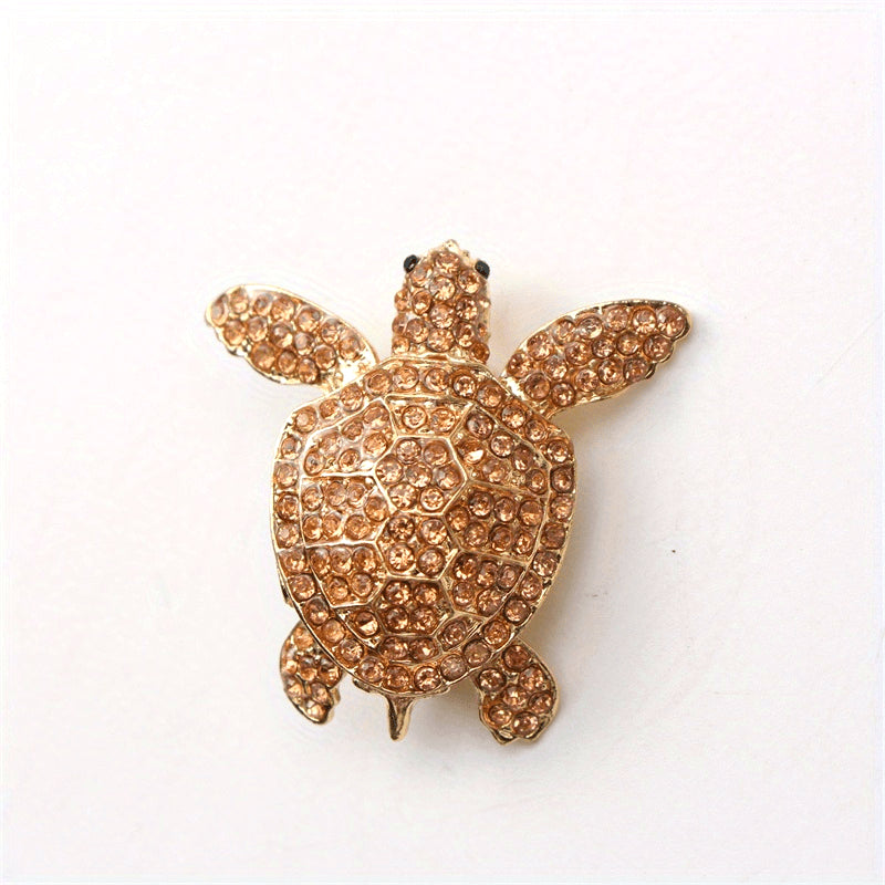 Elegant Turtle Brooch with Rhinestones Ocean-Inspired Jewelry for Women