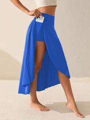 Women's Plus Size Asymmetrical Athletic Midi Skirt Casual Yoga Skirt With Pocket