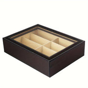 Qora faux charm organizatori, qulflangan, 12 ta bo'lakli ko'p qavatli saqlash