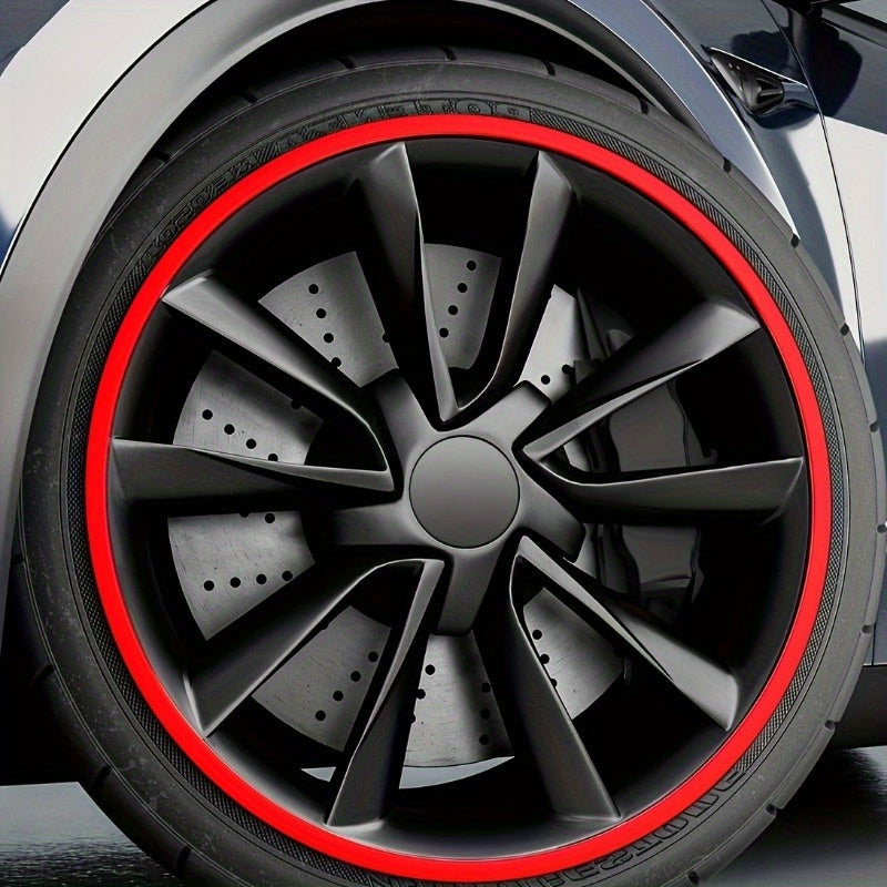 Universal Rubber Wheel Rim Protector Black Red Edge Guard Strip for Car
