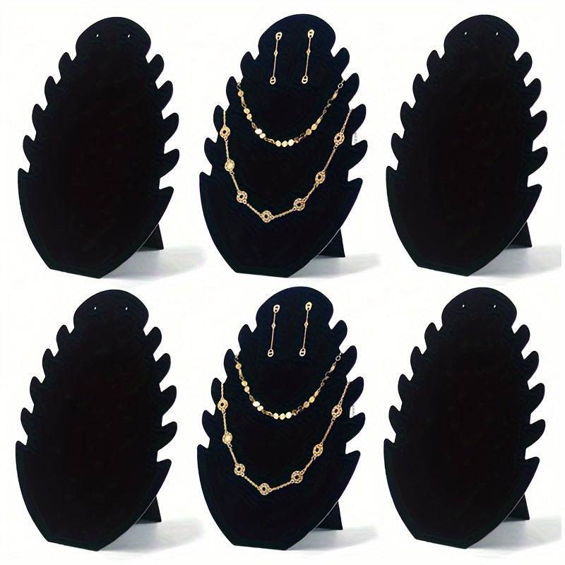 Black Plush Jewelry Display Stand with Pendant Holder and Notches