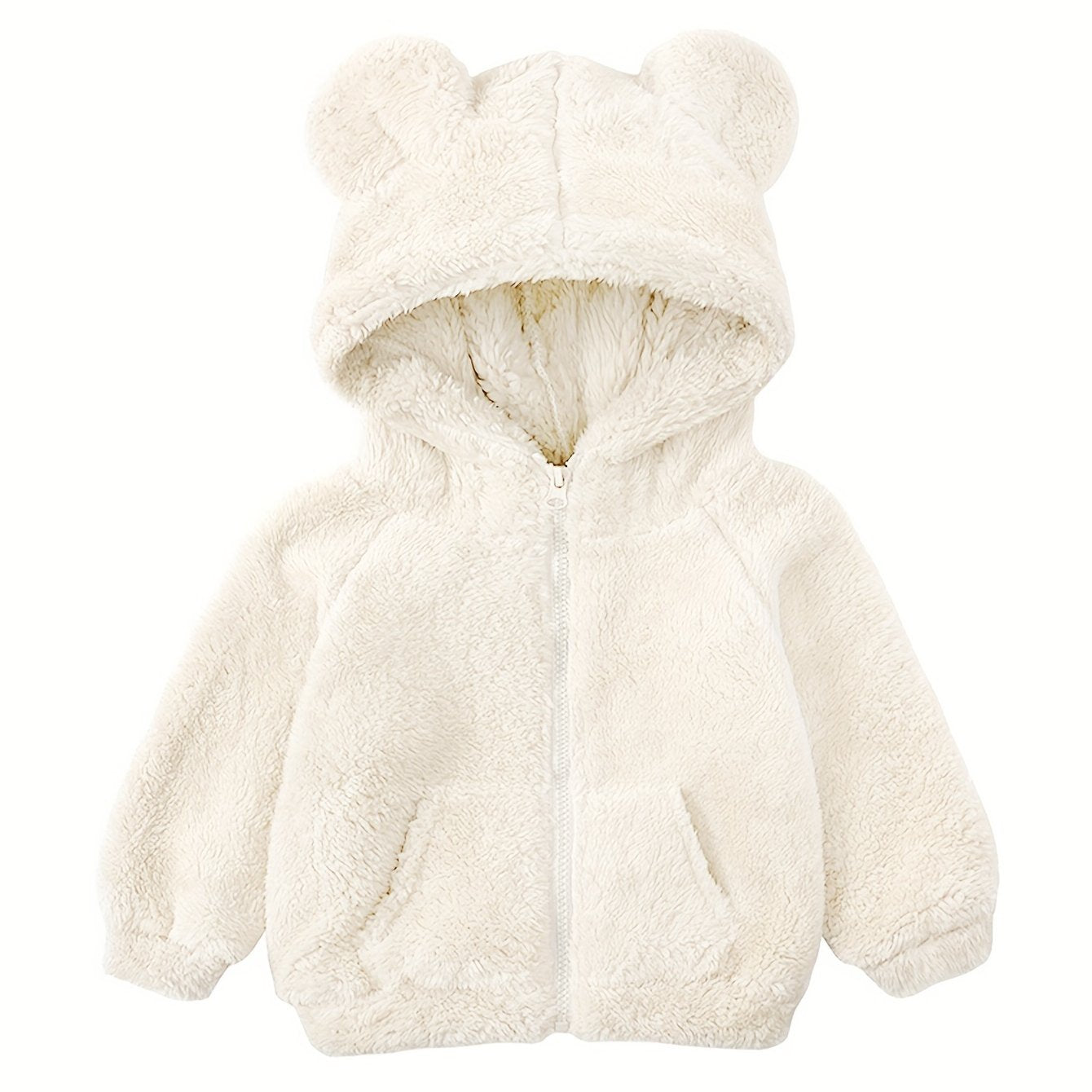 Baby Girl Fuzzy Jacket with Ears Hood Cozy Zip-Up Fall Winter Outerwear