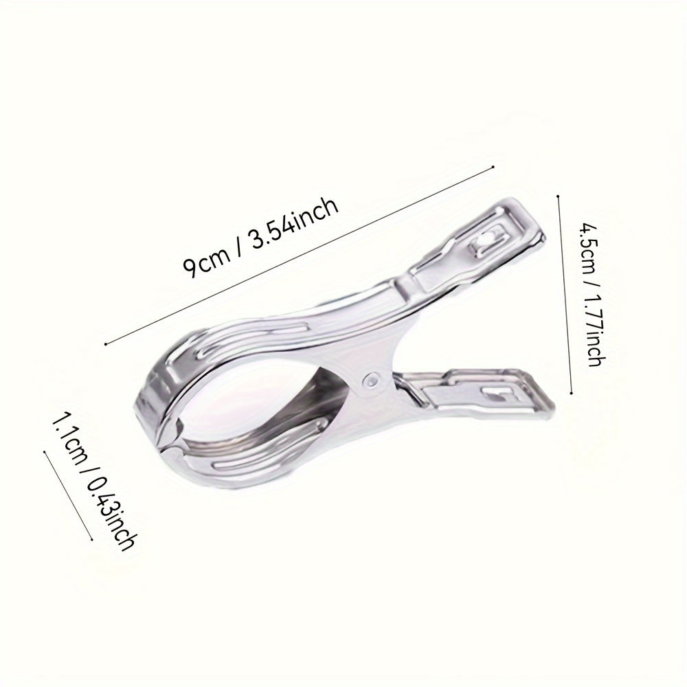 Juego de pinzas de ropa a prueba de viento de acero inoxidable, 10 piezas, clips de lavandería grandes y resistentes