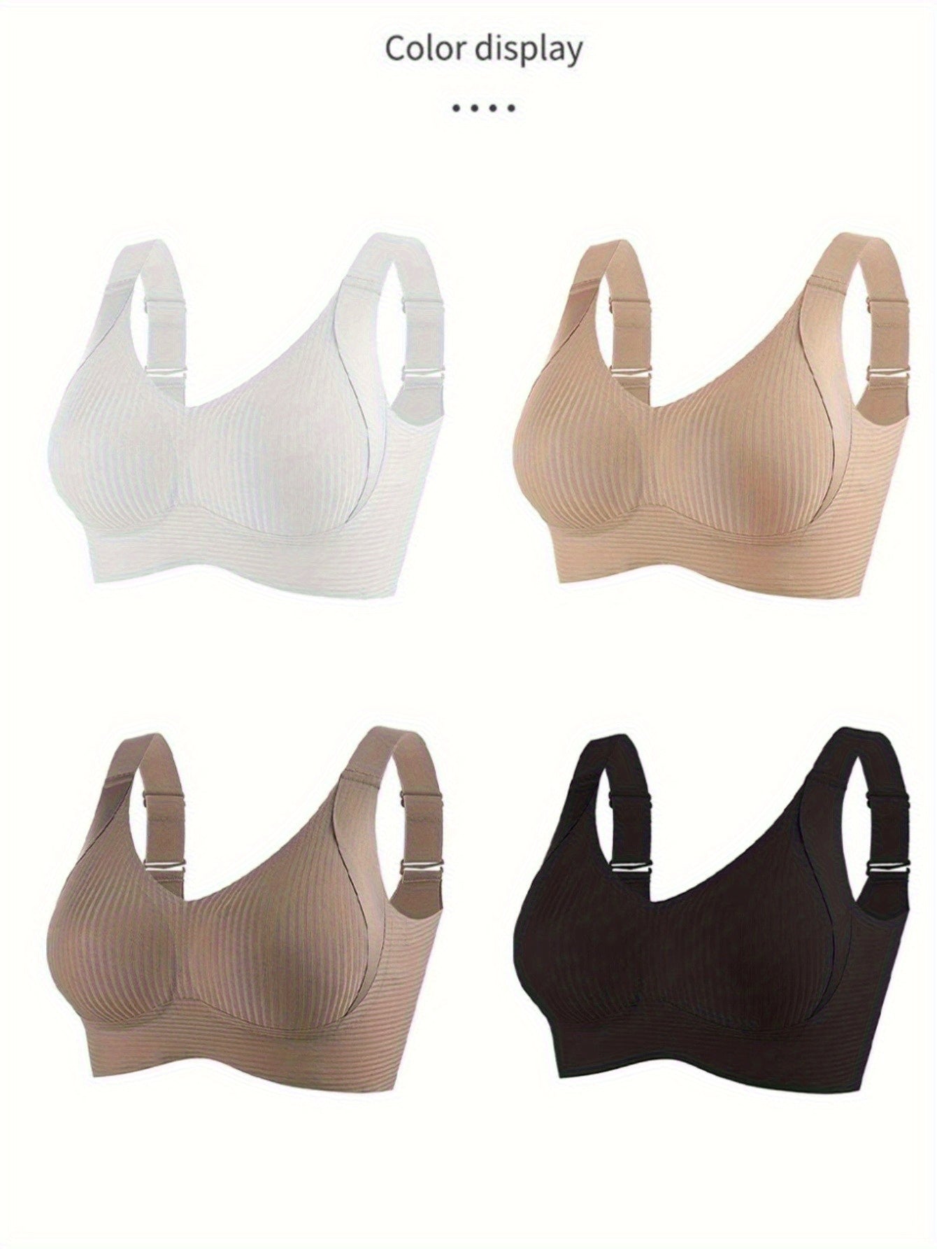 Women's Seamless Cotton Bra Pack Comfortable Support No Underwire Black White Beige