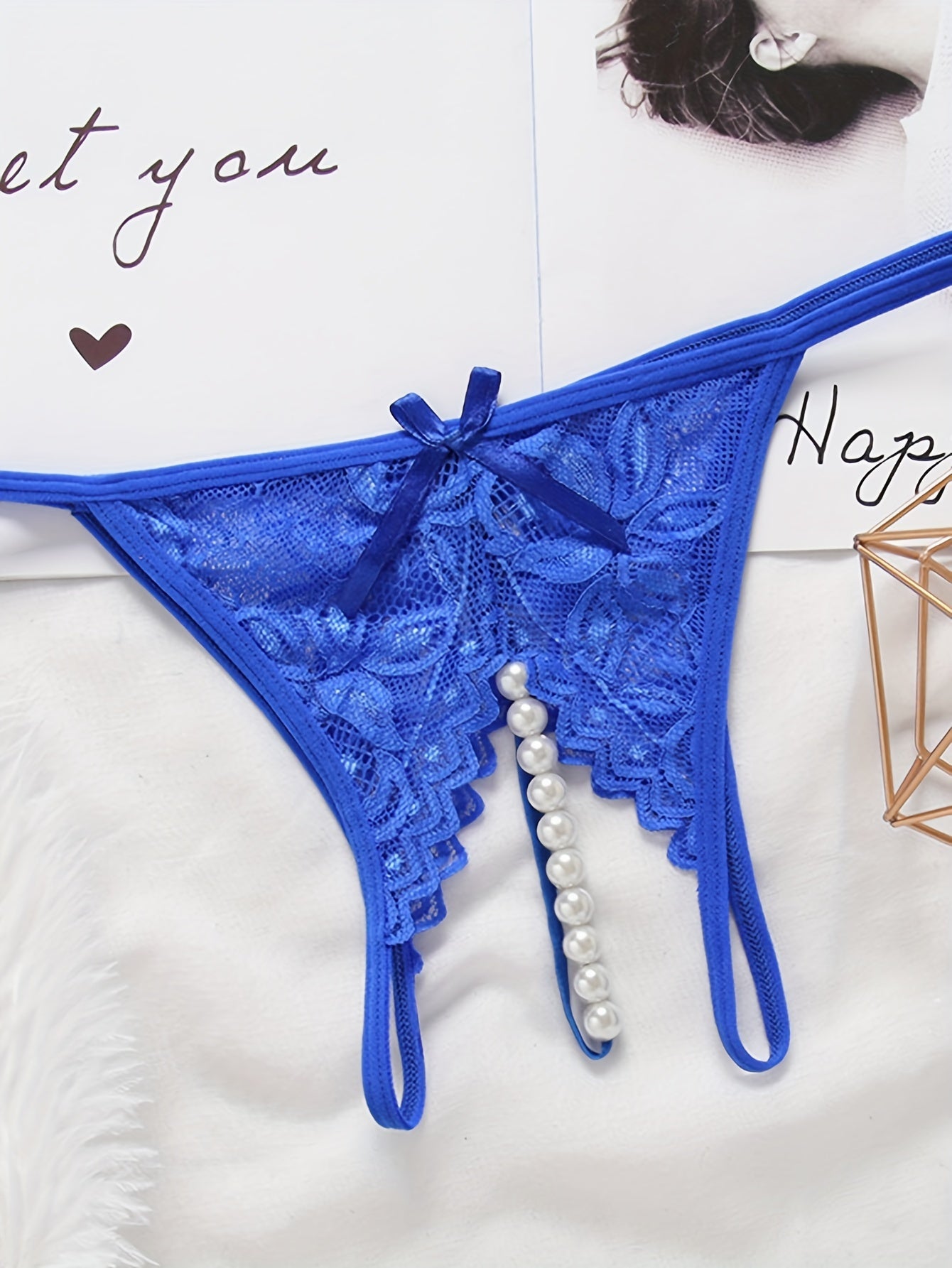 Кружевные стринги-танга для женщин, с открытым промежностью, полупрозрачная вязаная ткань, взрослая нижнее белье